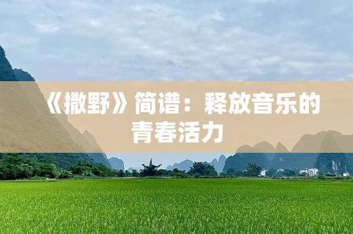 《撒野》简谱：释放音乐的青春活力